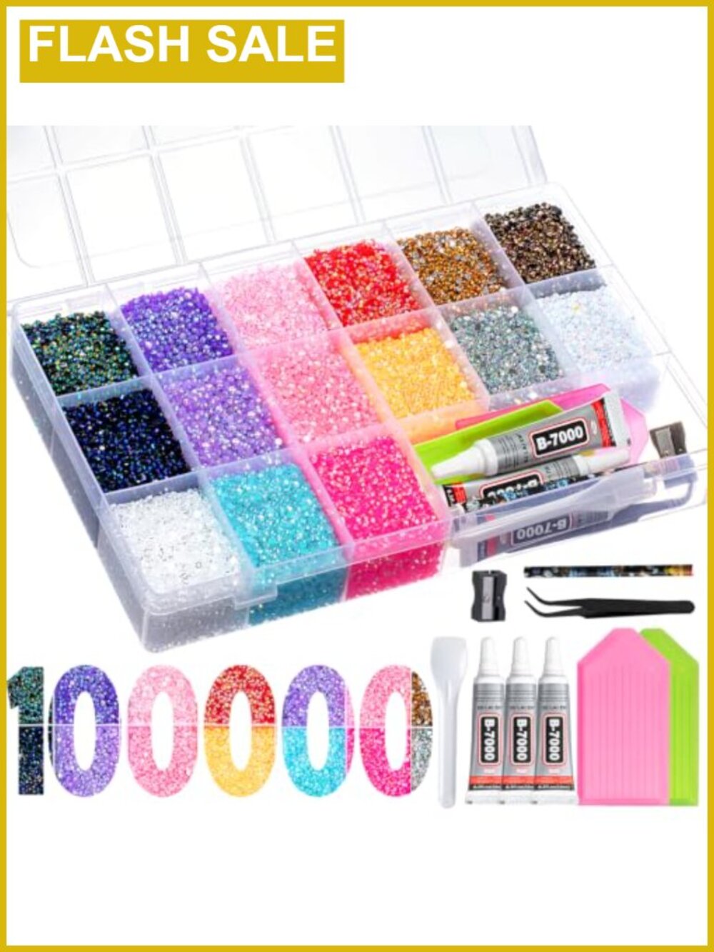 100,000pc Flatback Rhinestones Bedazzling Kit with B7000 Glue